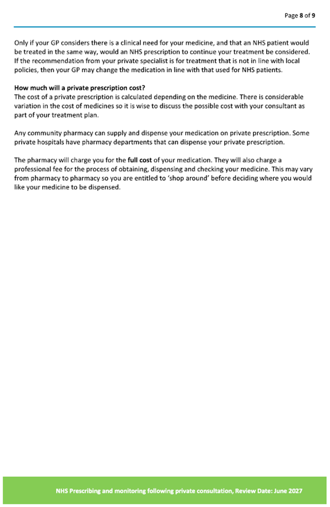 private prescribing info