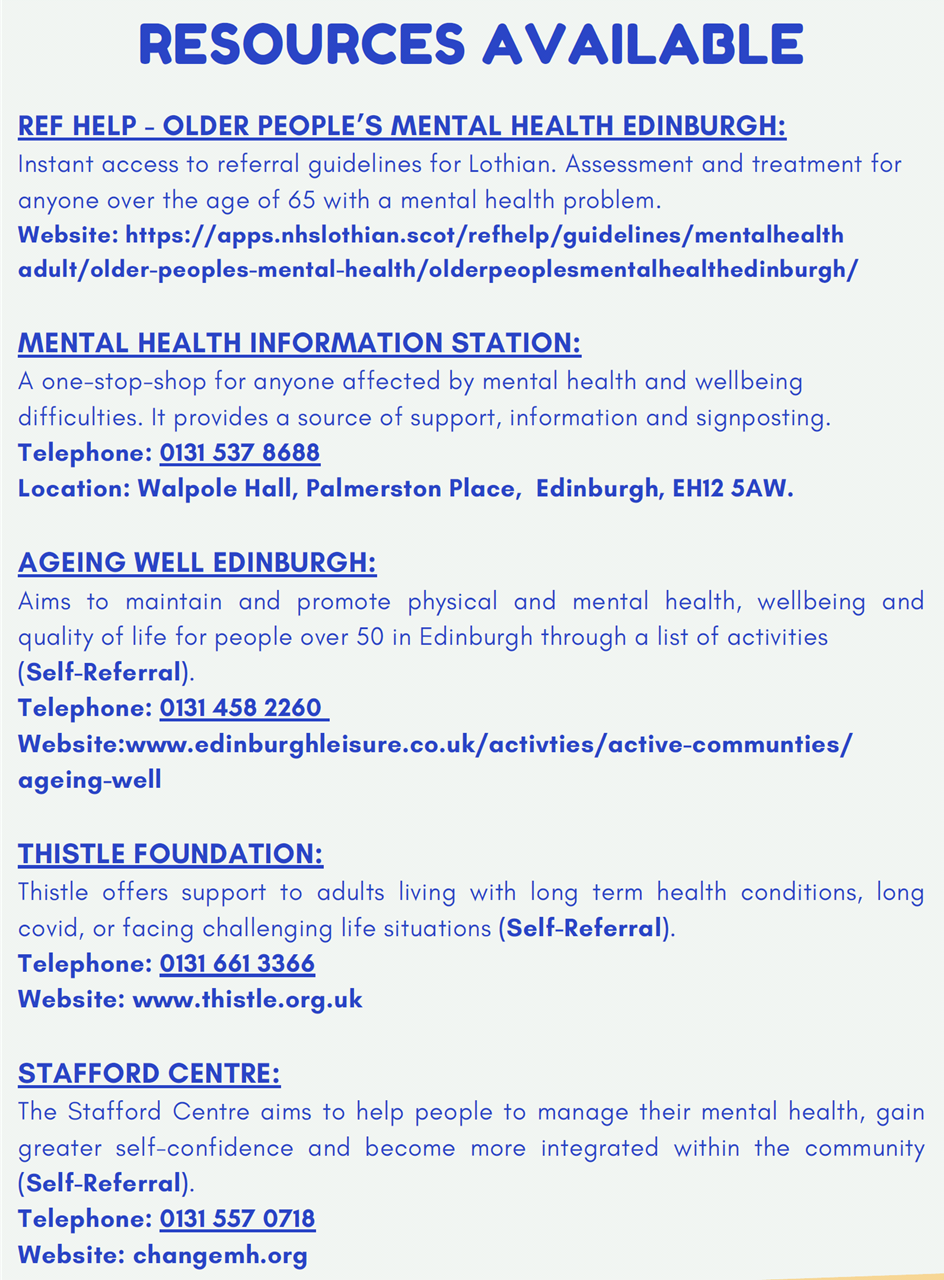 Over 65s mental health resources